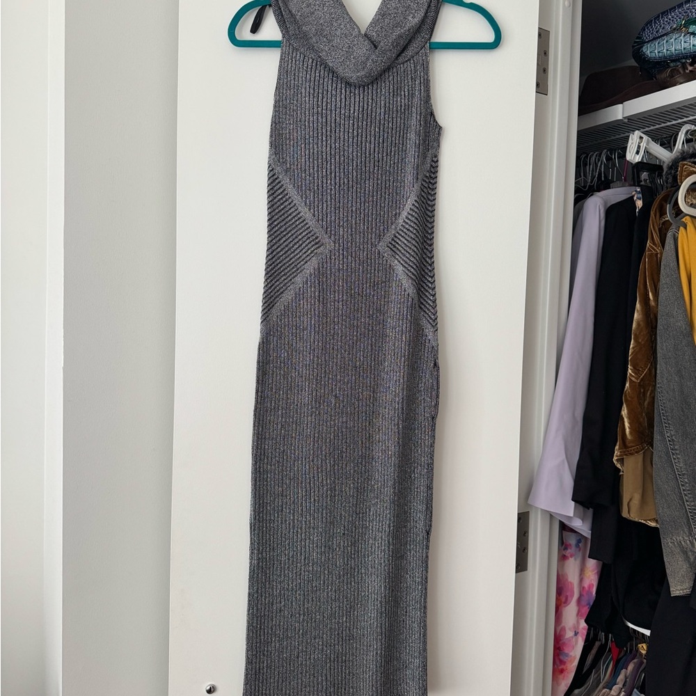 Silver off the shoulder dress